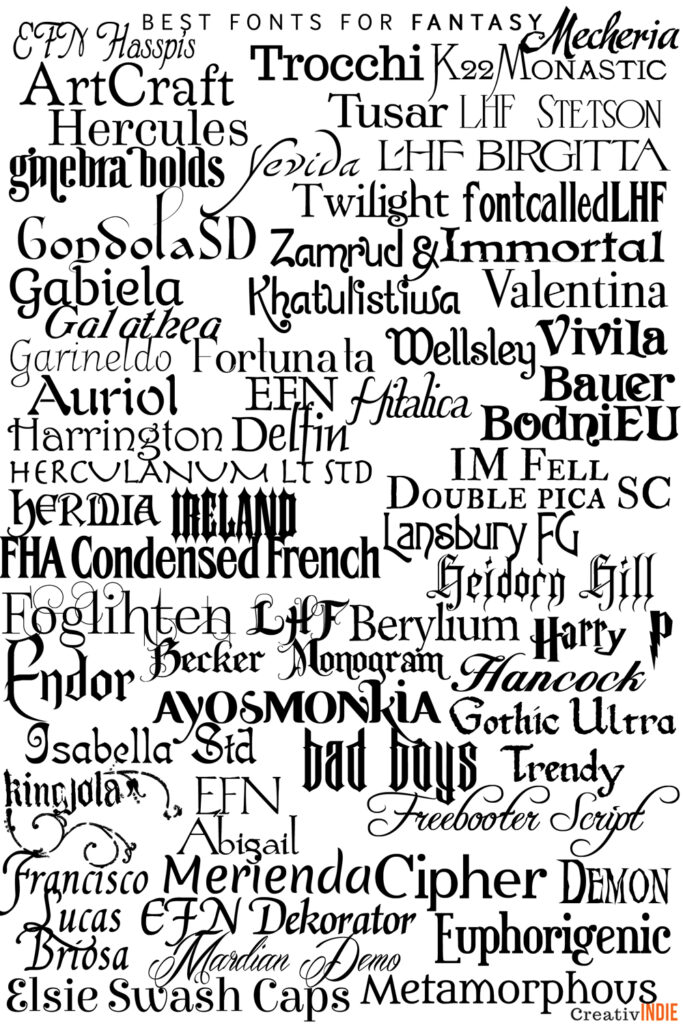 Fantasy book cover font list